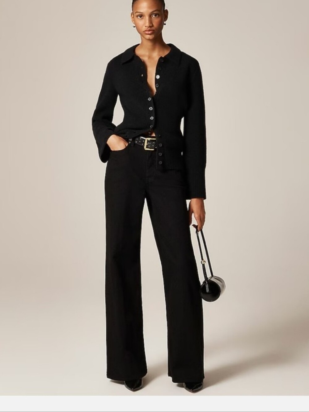 J.Crew 24p 24 Petite Petite Black denim trouser jean Cn308
